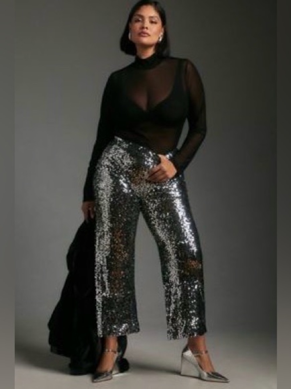 The Colette Cropped Wide-Leg
Sequin Pants